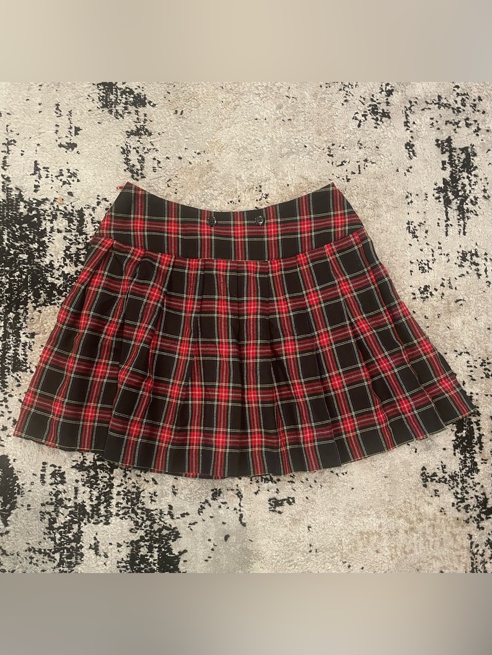 Red and Black Tartan Pleated Mini Skirt - Unbranded